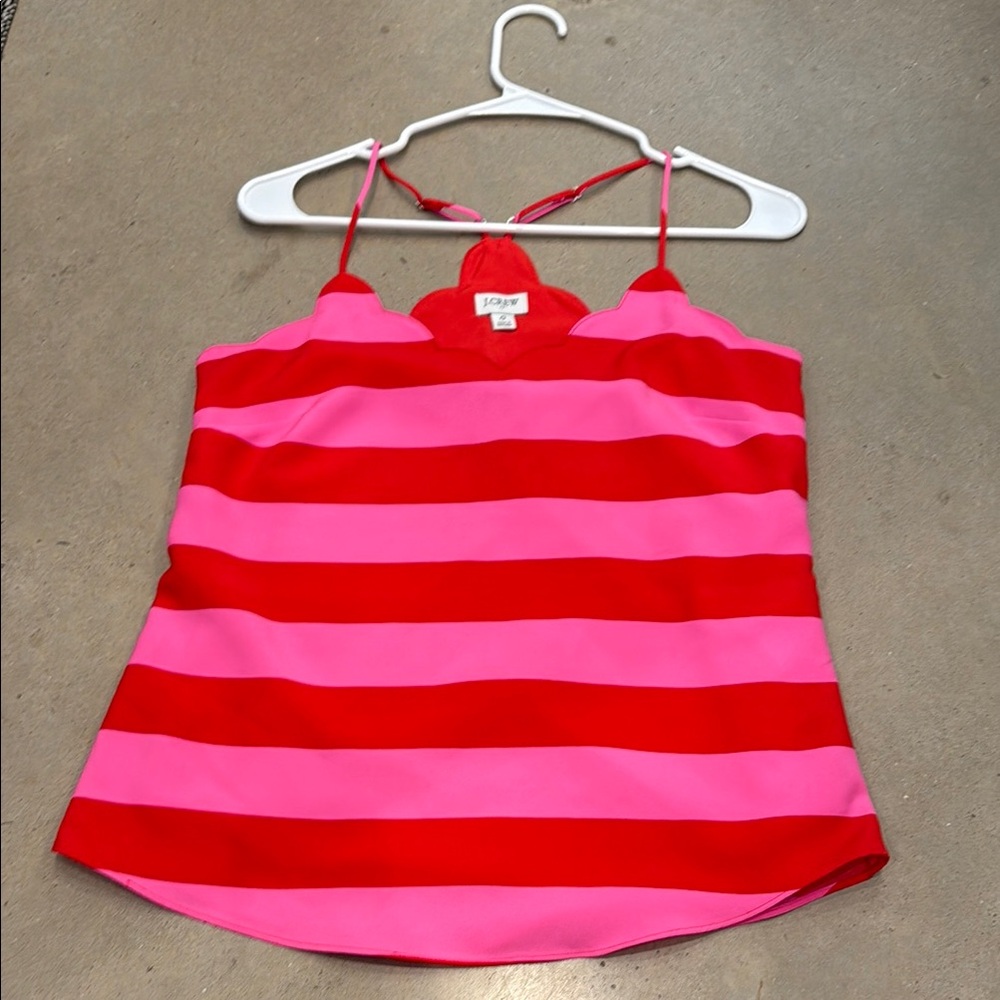 J. Crew Pink and Red Fitted Crop Camisole
